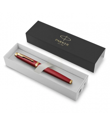 Penna PARKER stilo im premium red gt finitura in acciaio e oro con pennino CONFEZIONATA IN ELEGANTE SCATOLA REGALO