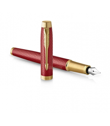 Penna PARKER stilo im premium red gt finitura in acciaio e oro con pennino CONFEZIONATA IN ELEGANTE SCATOLA REGALO