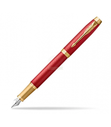 Penna PARKER stilo im premium red gt finitura in acciaio e oro con pennino CONFEZIONATA IN ELEGANTE SCATOLA REGALO