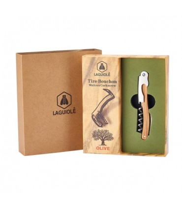 Cavatappi Laguiole Manico Oliva confezionato in elegante scatola da regal
