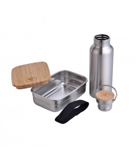 Set Laguiole contenitore Pranzo con Bottiglia Termica in Acciaio