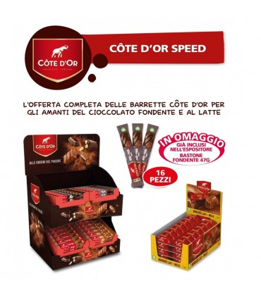 BARRETTE COTE D'OR SPEED ASSORTITO 160PZ. In omaggio 16pz. BARRETTA CDO FONDENTE 47g