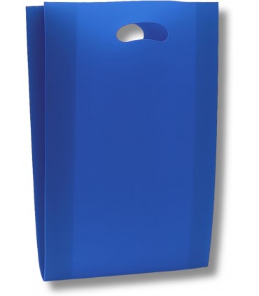 Shopper in Plastica 60 Micron Mis. 25x5x5x45 cm con Manico a Fagiolo colore BLU Cartone da 10 Kg (530 pz. circa)