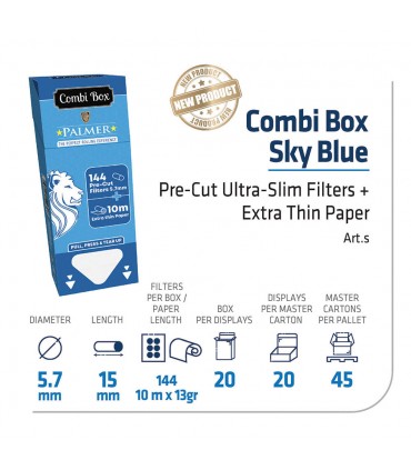 COMBI BOX PALMER FILTRI DA 5.7MM + 10M DI CARTINA ROLLS  CONF. 20 box DA 144 FILTRI