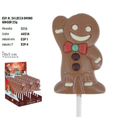 LECCA LECCA OMINO GINGER H 8X5 CM  CIOCCOLATO AL LATTE BELFINE DA 25g EXPO 24 PZ.