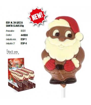 LECCA LECCA SANTA CLAUS H 8X5 CM  CIOCCOLATO AL LATTE BELFINE DA 25g EXPO 24 PZ.