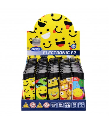 Accendino Elettronico Atomic Smiley conf. 50 pz. assortito con 5 fantasie