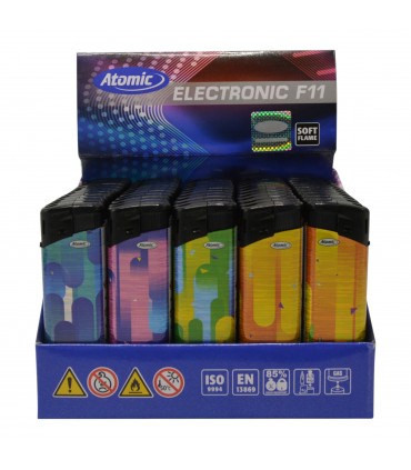 Accendino Elettronico ATOMIC HOLOGRAFIC LAMETTA conf. 50 pz. ASSORTITO CON 5 FANTASIE
