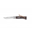 Coltello Chiudibile e Tascabile OPINEL con manico in Legno Colore NERO MARRONE e Lama in acciaio inox da 8 cm.