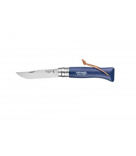 Coltello Chiudibile e Tascabile OPINEL con manico in Legno Colore BLU SCURO Lama in acciaio inox da 8 cm.