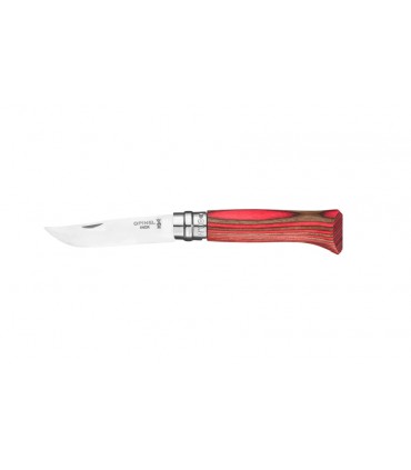 Coltello Chiudibile OPINEL con manico in Legno IN LAMINE DI BETULLA Lama in acciaio inox da 8,5 cm. IN CONFEZIONE REGALO