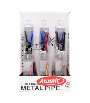 Pipette ATOMIC CON TUBO IN ALLUMINIO IN ASTUCCIO SINGOLO IN PVC expo da 24pz. assortiti IN 5 colori