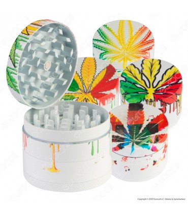 Atomic Metal Grinder Ø 50 mm in 4 parti white leaf  conf.12pz COLORI ASSORTITI