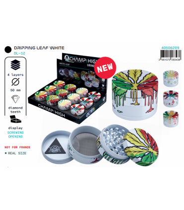 Atomic Metal Grinder Ø 50 mm in 4 parti white leaf  conf.12pz COLORI ASSORTITI