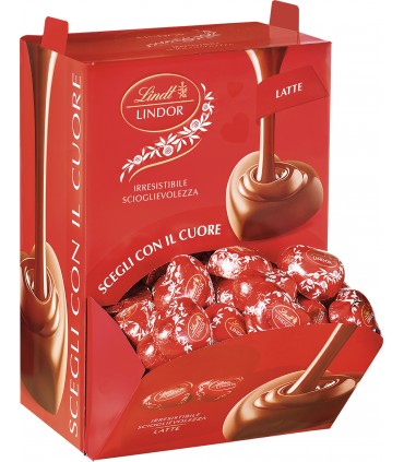 CUORI LINDOR LINDT AL LATTE DA 13.9g EXPO A BOCCA DI LUPO DA 1.6KG (115 PZ.)