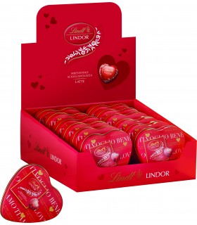 Lattine Lindor in Metallo a Forma di Cuore 55 gr. Expo da 12 pz.