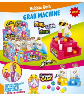 GRAB MACHINE GIOCATTOLO CON FUNZIONE DI DISTRIBUTORE DI PALLINE BUBBLE GUM AI GUSTI ASSORTITI CONF.9PZ X 15GR