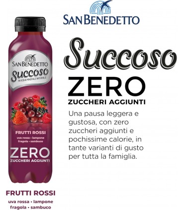 BEVANDA SUCCO DI FRUTTA SUCCOSO SAN BENEDETTO ZERO ZUCCHERI AGGIUNTI FRUTTI ROSSI BOTTIGLIA IN PET DA 400ML CONF.DA 6PZ