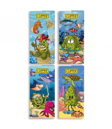 Cartina Clipper LUNGA PREMIUM DIVING WEED + FILTRI IN CARTA conf.12 libretti da 32 cartine + 32 filtri CON 4 GRAFICHE