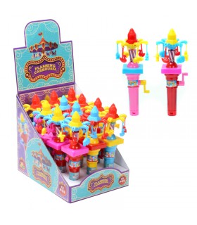 TOYS CANDY FLASHING CAROUSEL GIOSTRINA CON MANOVELLA 5G. CONF. 12 PZ. COLORI ASSORTITI