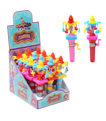 TOYS CANDY FLASHING CAROUSEL GIOSTRINA CON MANOVELLA 5G. CONF. 12 PZ. COLORI ASSORTITI