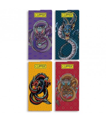 Cartina Clipper LUNGA PREMIUM DRAGONIST + FILTRI IN CARTA conf.12 libretti da 32 cartine + 32 filtri CON 4 GRAFICHE