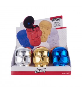 Posacenere da Auto Champ TESCHIO con LED diametro 7.2 cm  in Plastica Expo da 6 pz. colori assortiti