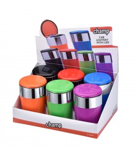 Posacenere da Auto Champ colorato in Plastica Expo da 6 pz. colori assortiti