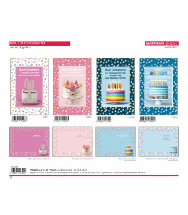 Biglietti Buon Compleanno Marpimar CON FOIL OLOGRAFICO conf.12 pz. assortiti