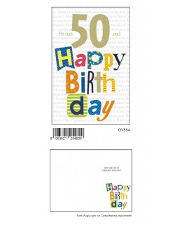 BIGLIETTO BUON COMPLEANNO 50 anni MARPIMAR CON FOIL ORO CONF. 6 PZ.