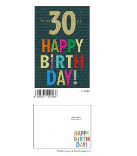 BIGLIETTO BUON COMPLEANNO 30 anni MARPIMAR CON FOIL ORO CONF. 6 PZ.