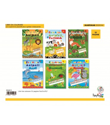 3 Libri da Colorare Marpimar con Glitter da 32 Pagine assortiti come da foto