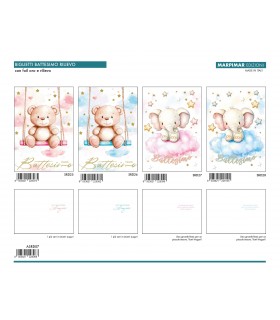 Biglietto Marpimar BATTESIMO con foil oro e rilievo conf. 12 PZ. ASSORTITI