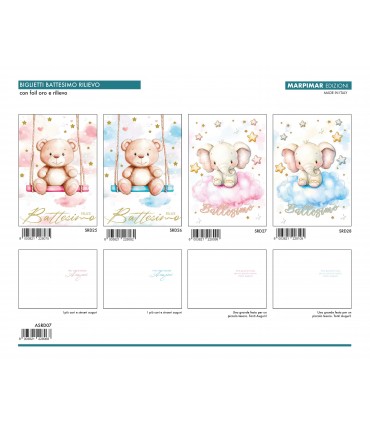 Biglietto Marpimar BATTESIMO con foil oro e rilievo conf. 12 PZ. ASSORTITI