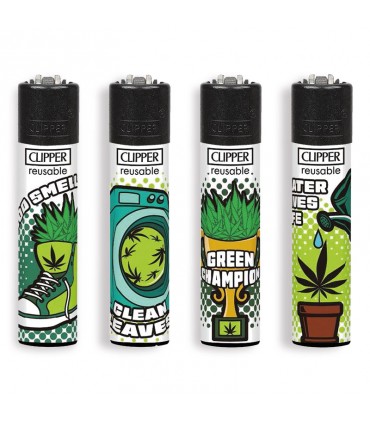 Accendino Clipper LargeWEED STATUS conf. 48 pz. assortito con 4 grafiche