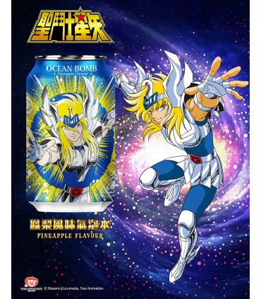 BEVANDA OCEAN BOMB SAINT SEIYA SODA AL GUSTO ANANAS LATTINA DA 330ML 1PZ SCADENZA (5/03/2026)