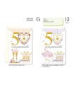 Biglietto CROMO ANNIVERSARIO 50 ANNI CON RILIEVO E INTERNO A COLORI CONF. 12 PZ. ASSORTITI