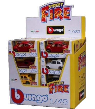 Modellini Auto Burago STREET Fire CLASSIC scala 1:43 Expo da 24 pz. modelli assortiti