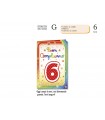 Biglietto CROMO COMPLEANNO 6 ANNI CON RILIEVO E INTERNO A COLORI CONF. 6 PZ.