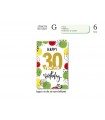 Biglietto CROMO COMPLEANNO 30 ANNI CON RILIEVO E INTERNO A COLORI CONF. 6 PZ.
