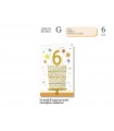 Biglietto CROMO COMPLEANNO BAMBINI 6 ANNI CON RILIEVO E INTERNO A COLORI CONF. 6 PZ.