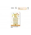 Biglietto CROMO COMPLEANNO BAMBINI 10 ANNI CON RILIEVO E INTERNO A COLORI CONF. 6 PZ.