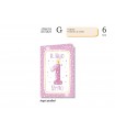 Biglietto CROMO COMPLEANNO LEI 1 ANNO CON GLITTER E INTERNO A COLORI CONF. 6 PZ.