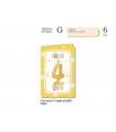 Biglietto CROMO COMPLEANNO BAMBINI 4 ANNI CON GLITTER E INTERNO A COLORI CONF. 6 PZ.