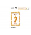 Biglietto CROMO COMPLEANNO BAMBINI 7 ANNI CON GLITTER E INTERNO A COLORI CONF. 6 PZ.