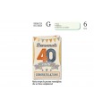 Biglietto CROMO COMPLEANNO 40 ANNI CON RILIEVO E INTERNO A  COLORICONF. 6 PZ.