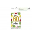 Biglietti Cromo Buon Compleanno "60 Anni" CON INTERNO A COLORI conf. 6 pz. Monosoggetto