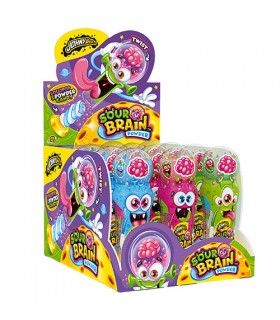 SOUR BRAIN POWDER LECCA LECCA CON DISPENSER PER CARAMELLE ACIDE IN POLVERE DA 8GR CONF. 12 PZ.