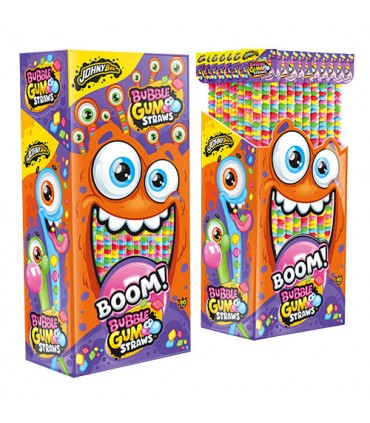 BUBBLE GUM STRAWS GOMME DA MASTICARE IN CANNUCCIA FRUTTI ASSORTITI DA 12GR CONF.90PZ