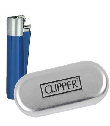 Accendino Clipper Large in Metallo BLUE&SILVER Expo da 12 pz. ASSORTITI